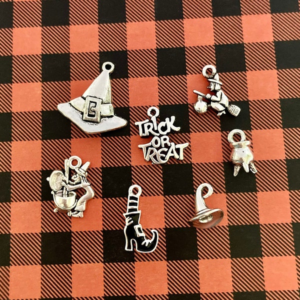 HALLOWEEN Witch Charms, Witch Leg Charms, 7 Charms