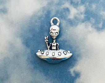 UFO Charm, Alien Charm, 6 or 12 Charms