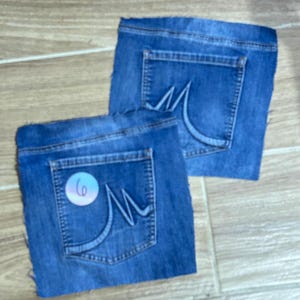 Denim Squares for making Pot Holders, Recycled Denim Pocket Pot Holder Blanks, Jean Pocket Squares for making Pot Holders