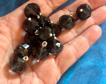 20mm Navy Blue Crystal Bead Charms (12 Beads) Dark Blue Bead Drop Charms, Deep Blue Dangle Bead Charms, Navy Blue Bead Charms