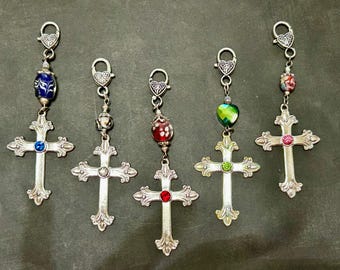 Large Cross Zipper Pull, Bible Bag Clip, Cross Purse Clip