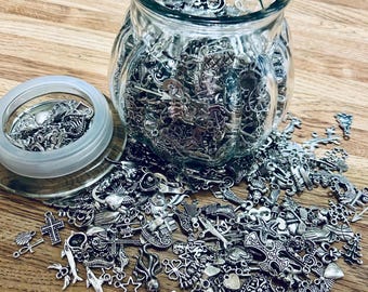 100 Silver Charms, Random Silver Charms, Bulk Silver Charms, Assorted Charms