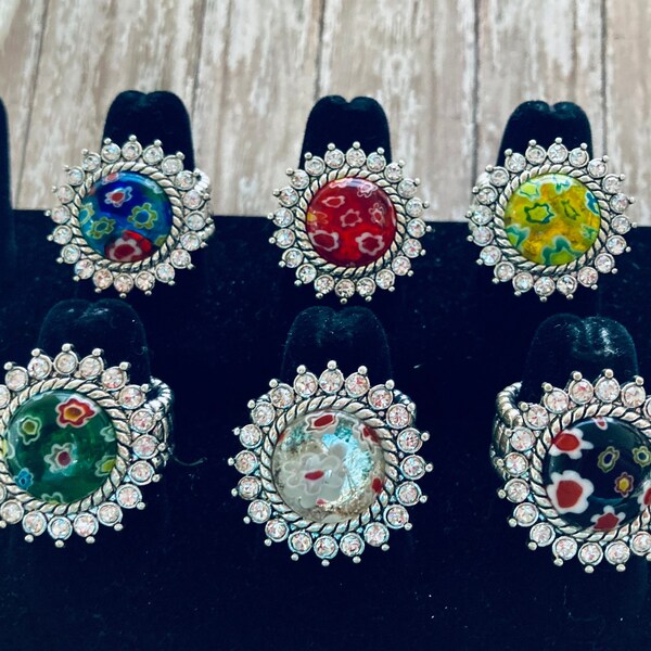 Millefiori Rings, Fashion Stretch Rings