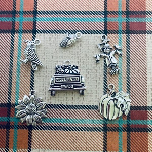 Farm Truck Charm Assortment, Pumpkin Truck Charms, 6 Assorted Charms