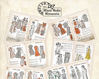 Mixed Media Minnesota Digital vintage Sewing Patterns Junk Journals Mixed Media Scrapbook Imprimable