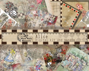 Alice - Kit digital imprimible de 15 PÁGINAS para revistas basura