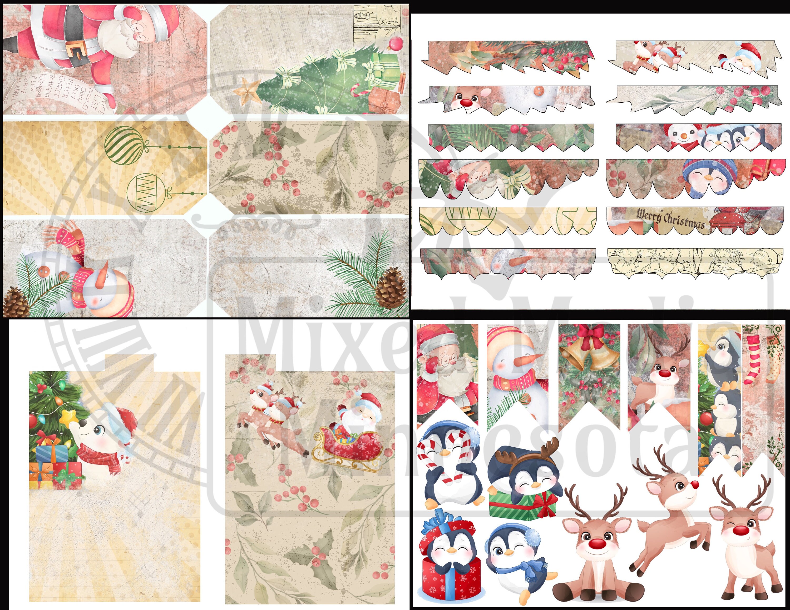Printable Digital Christmas Joy Scrapbook Junk Journal Mixed Media ...