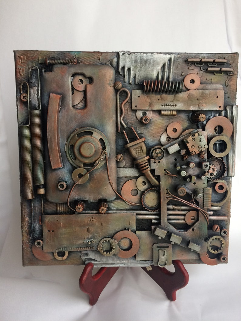 Junk Drawer Steampunk Wall Art Decor Handmade Mixed Media Etsy