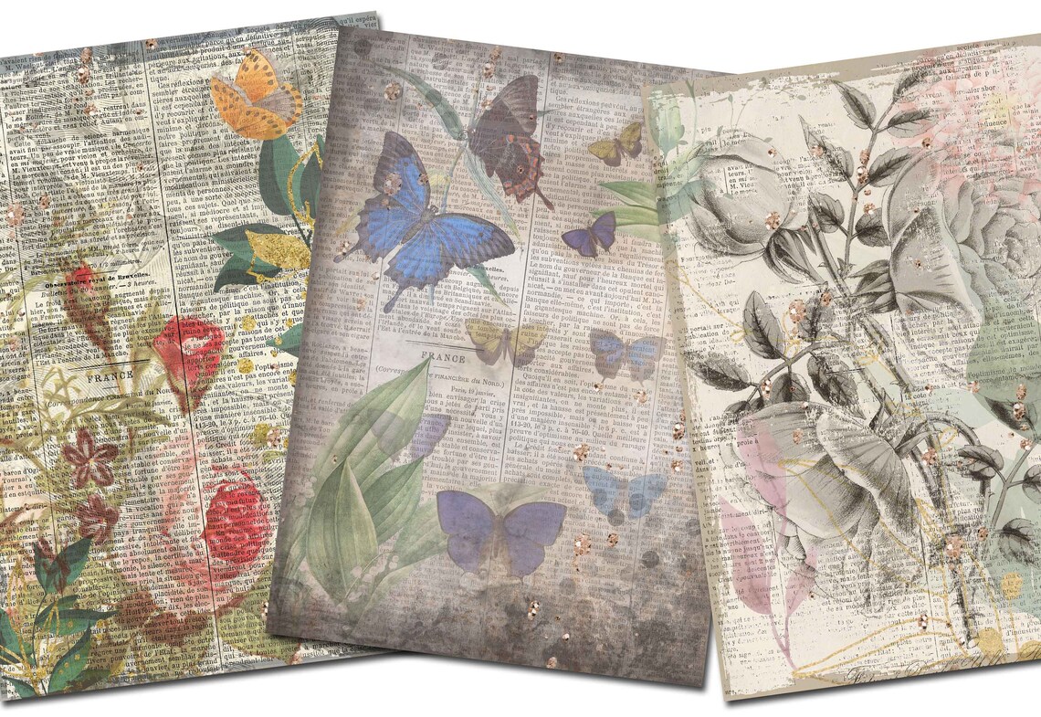 Digital Pages Background Newspaper Vintage Scrapbook Junk | Etsy