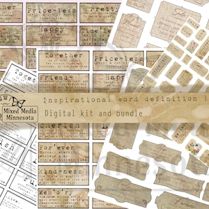 Inspirational word definition labels printable digital kit for junk journals