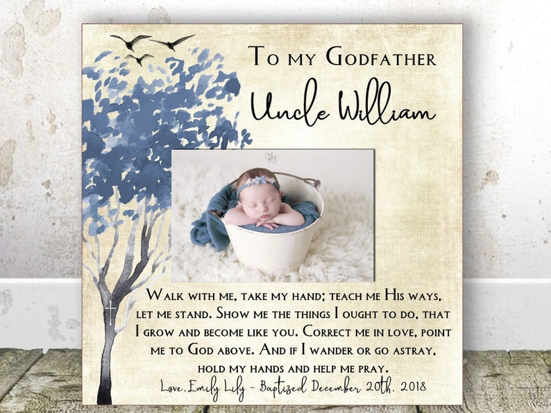 Godfather Gift Baptism Gift Godfather Christening Gift Godfather Frame Godparents gift from Godchild Personalized Picture Frame baptism gift