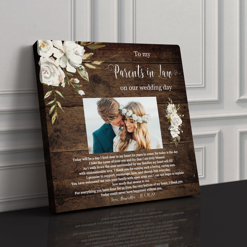 Parents in Law Wedding gift from Bride Wedding gift Parents of the Groom gift from Bride Wedding gift for Parents Parents of the groom frame image 1