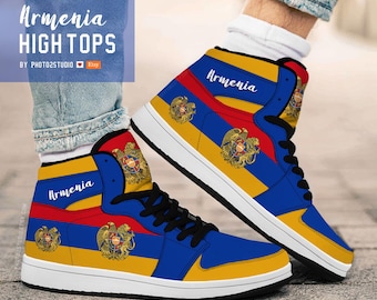 Custom Armenia Sneakers  – Unique Country Pride Shoes, Custom Casual Trainers, Streetwear High Top Shoes