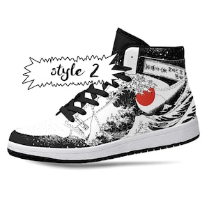 Great Wave Off Kanagawa High Tops, Wave Off Kanagawa Shoes, Katsushika Hokusai, Japan, Great Wave, Great Wave Off Kanagawa Premium High Tops Style 2