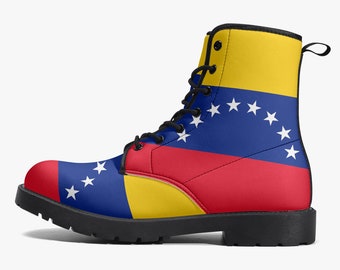 Venezuela Flag Boots, National Flag, Venezuelan Flag, Faux Leather Boots, Venezuela Flag Premium Outdoor Boots