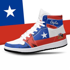 Chile Flag High Tops, National Flag, Chile, Chilean Flag Shoes, Chile Premium High Tops