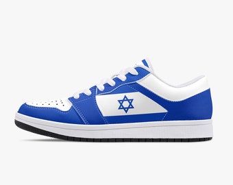 Zapatos con la bandera de Israel, bandera nacional, bandera de Israel, zapatos con la bandera de Israel, zapatos bajos premium con la bandera de Israel
