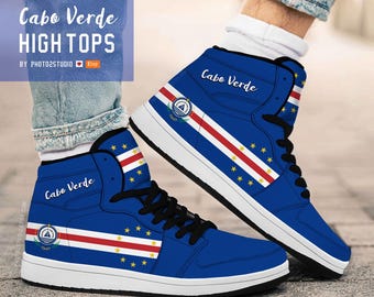 Individuelle Cabo Verde Sneakers - Einzigartige Country Pride Schuhe, Individuelle Casual Turnschuhe, Streetwear High Top Schuhe