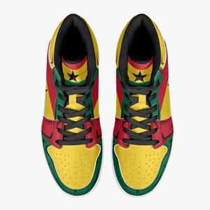 Zapatillas altas con la bandera de Ghana, bandera nacional, bandera africana, zapatos de África, Ghana, zapatillas altas premium con la bandera de Ghana imagen 4