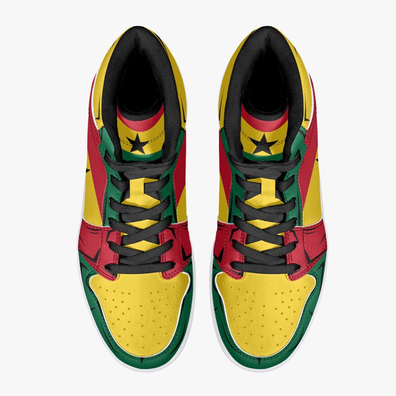 Zapatillas altas con la bandera de Ghana, bandera nacional, bandera africana, zapatos de África, Ghana, zapatillas altas premium con la bandera de Ghana imagen 4