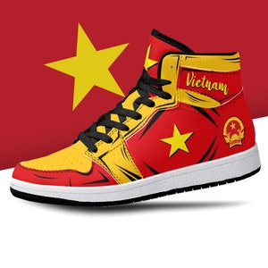Zapatillas altas con la bandera de Vietnam, bandera nacional, zapatillas altas premium con la bandera de Vietnam