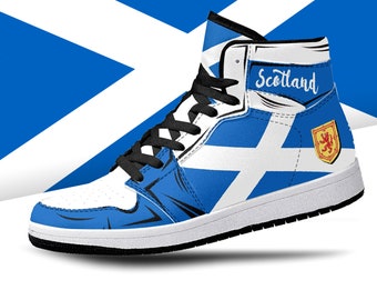 Hoge tops met vlag van Schotland, nationale vlag, Schotland, schoenen met vlag van Schotland, schoenen met Schotse vlag Premium high-tops
