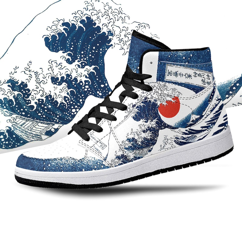 Great Wave Off Kanagawa hoge tops, Wave Off Kanagawa schoenen, Katsushika Hokusai, Japan, Great Wave, Great Wave Off Kanagawa premium hoge tops afbeelding 1