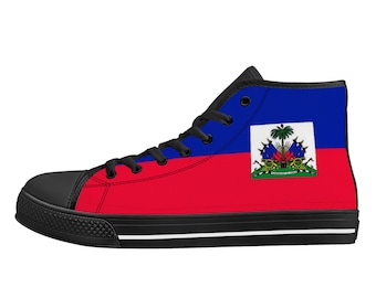 Chaussures en toile haïtiennes, drapeau national, Haïti, chaussures en toile drapeau haïtien, chaussures premium drapeau haïtien