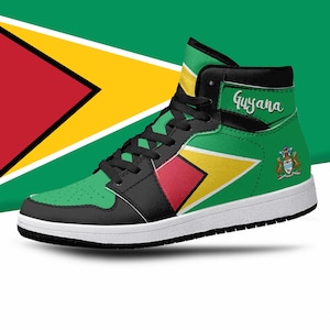 Chaussures montantes drapeau guyanais, drapeau guyanais, chaussures guyanes, chaussures drapeau guyanais, chaussures montantes premium drapeau guyanais