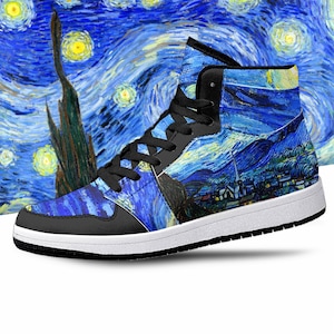 Van Gogh Starry Night High Tops, Van Gogh Starry Night Shoes, Van Gogh Art Shoes, Starry Night, Van Gogh Starry Night Premium High Tops