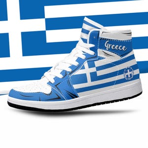 Griechische Flagge High Tops, Nationalflagge, Griechenland, Griechische Schuhe, Griechische Flagge Schuhe, Griechenland Flagge Premium High Tops
