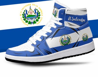 High-tops vlag El Salvador, nationale vlag, El Salvador, schoenen Salvadoraanse vlag, premium high-tops vlag El Salvador