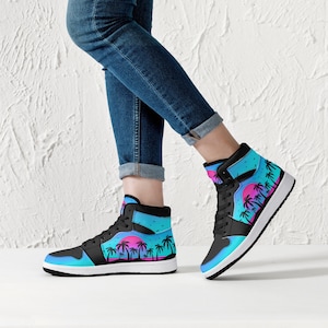 Colorful Palm Tree Hawaiian Print Women's High Top Shoes