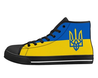 Ukraine Flagge Canvas Schuhe, Nationalflagge, Ukraine, Ukrainische Canvas Schuhe, Ukrainische Flagge Premium Schuhe