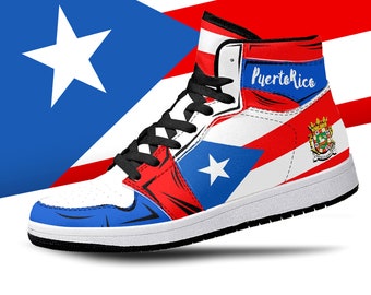 Puerto Rico Flag High Tops, National Flag, Puerto Rico, Puerto Rico Flag Shoes, Puerto Rico Premium High Tops