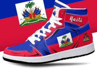 Haitian Flag High Tops, National Flag, Haiti, Haitian Flag Shoes, Haiti Haitian Flag Premium High Tops