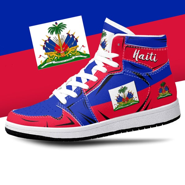 Haitianische Flagge High Tops, Nationalflagge, Haiti, Haitian Flagge Schuhe, Haiti Haitian Flagge Premium High Tops