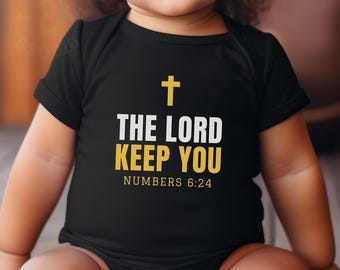 Christian Baby Clothes, The Lord Keep You Baby Bodysuit, Numbers 6:24, Christian Baby Gift, Bible Verse Baby Gift, Faith Baby Bodysuit