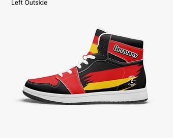 Deutschland Flagge Schuhe - Maßgeschneiderte High Top Sneakers, Handgefertigte Freizeitschuhe, Einzigartige Streetwear für jeden Tag