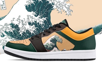 Sneakers ispirate alla Grande Onda, Grande Onda, Scarpe artistiche, Grande Onda di Kanagawa, Katsushika Hokusai, Scarpe Ispirate alla Grande Onda