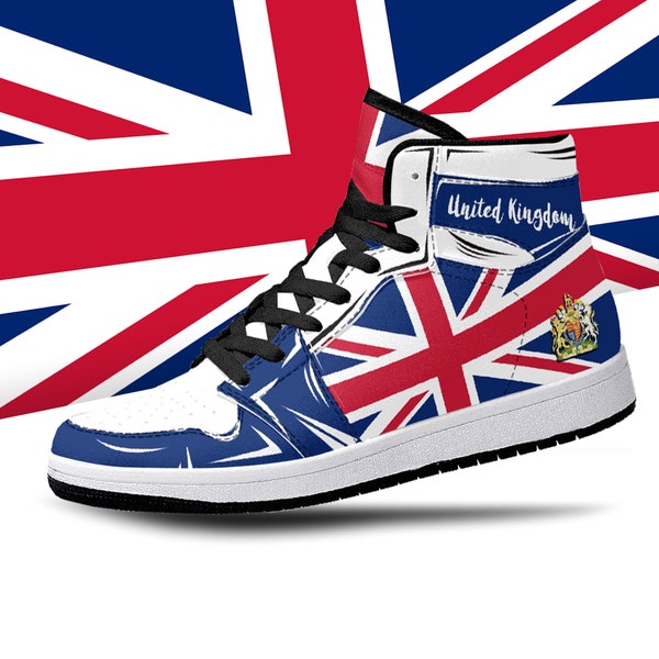 Chaussures montantes drapeau Union Jack, drapeau national, Royaume-Uni, chaussures Union Jack, chaussures montantes premium drapeau du Royaume-Uni