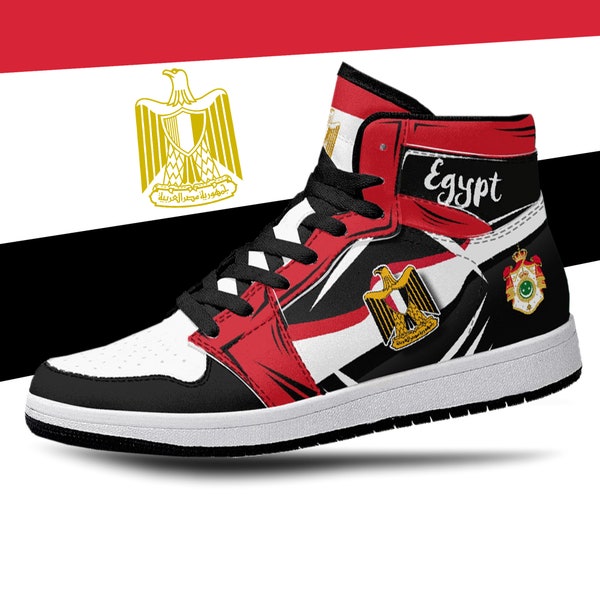 Chaussures montantes drapeau égyptien, Drapeau national, Chaussures drapeau égyptien, Chaussures montantes style égyptien, Chaussures montantes haut de gamme République d'Egypte