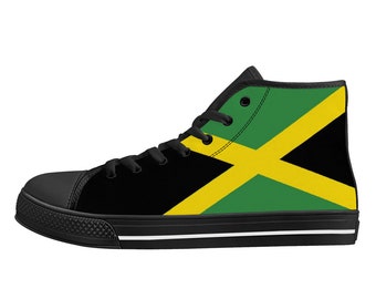 Jamaica Flag Canvas Shoes, National Flag, Jamaica, Jamaican Canvas Shoes, Jamaican Flag Premium Shoes