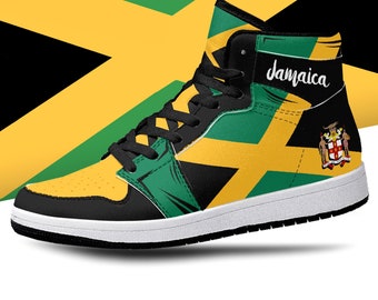 Jamaica Flag High Tops, National Flag, Jamaican, Jamaican Flag Shoes, Jamaica Flag Premium High Tops