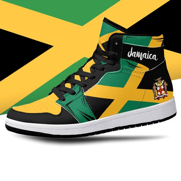 Jamaica Flag High Tops, National Flag, Jamaican, Jamaican Flag Shoes, Jamaica Flag Premium High Tops