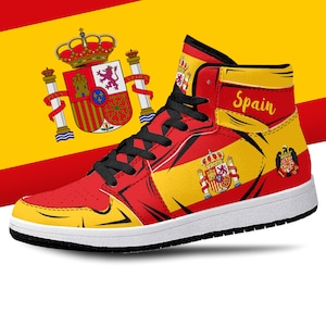 Spain Flag High Tops, National Flag, Spain, Spanish Pride, Espana, Spanish Flag Premium High Tops