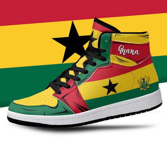 Ghana Flag High Tops, National Flag, African Flag, Africa Shoes, Ghana, Ghana Flag Premium High Tops