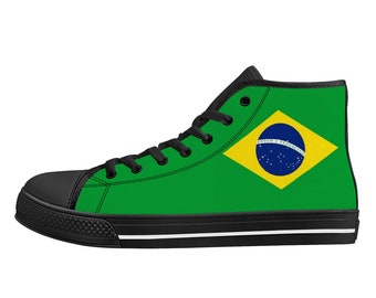 Brazil Flag Canvas Shoes, National Flag, Brasil, Brazilian Flag Canvas Shoes, Brazil Flag Premium Shoes