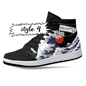 Baskets montantes Great Wave Off Kanagawa, Chaussures Wave Off Kanagawa, Katsushika Hokusai, Japon, Great Wave, Baskets montantes premium Great Wave Off Kanagawa Style 4