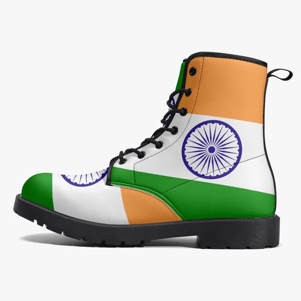 India Flag Boots, National Flag, Indian Flag, Faux Leather Boots, India Flag Shoes, Indian Flag Premium Outdoor Boots